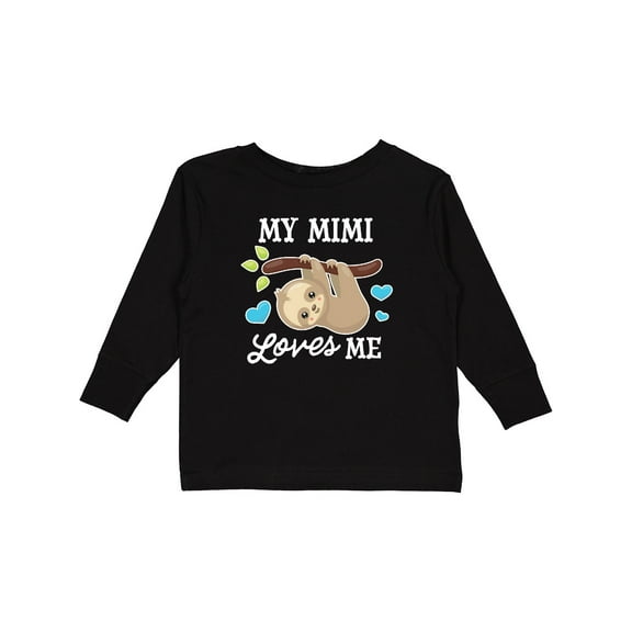 Inktastic My Mimi Loves Me with Sloth and Hearts Boys or Girls Long Sleeve Toddler T-Shirt
