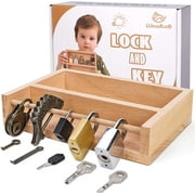 Woodtoe Montessori Lock and Key Toy Set for Kids, Educational Lock Set Keys, Wooden Learning Montessori Materials for 3 4 5 6 Toddlers, Preschool, Home Classroom STEM Educational Christmas Toys