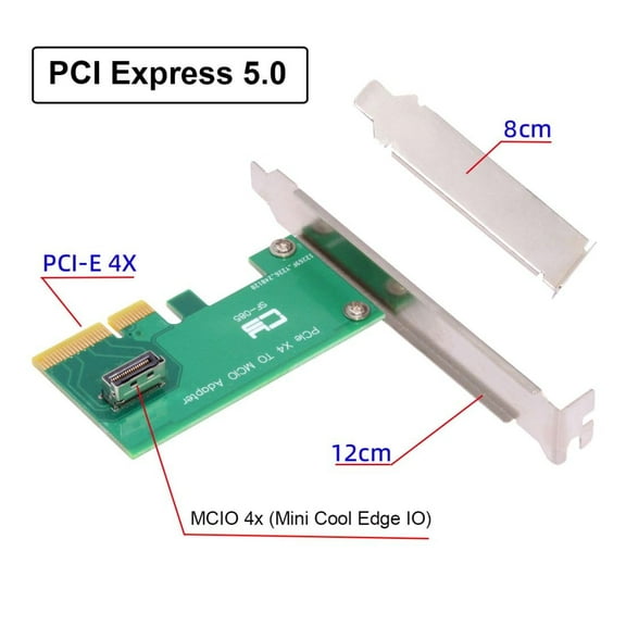 Chenyang PCI-Express 5.0 4.0 4X to MCIO Mini Cool Edge IO Female Host Adapter for PCIe Nvme U.2 SSD