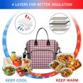 thumbnail image 4 of Red and White Checkered Pattern Insulated Leakproof Lunch Box for Women, Large Lunch Bag for Tween Teen Adult, Loncheras Para Mujer for Work Beach Travel Picnic Camping, 4 of 6
