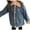 Blue, variant on ShomPort Denim Jackets for Kids Turn Down Button Long Sleeve Fleece Lined Trendy Coat Fall Winter Thickened Outdoor Clothes with Pockets