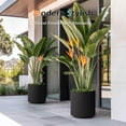 thumbnail image 4 of Round Planter Outdoor Indoor, Large Plant Pots for Porch, Patio, Backyard, Modern Decor for Tall Plants, Flowers (Vertical Black, 16 inch - 2 Pack), 4 of 6