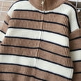 thumbnail image 6 of NAISIBABY Boys Cardigan Sweater, Long Sleeve Turtleneck Full Zipper Fashion Striped Knit Outwear Coffee 7T, 6 of 9