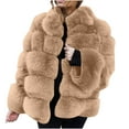 thumbnail image 6 of HBYJLZYG Oversized Faux Fox Fur Plush Coats Jacket Tops, Women Winter Solid Color Warm Loose Stand Collar Hair Plush Jacket, 6 of 6