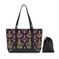 thumbnail image 7 of FORMRS Canvas Laptop Tote Bag for Women with 15.6" Computer Compartments Shoulder Handbag, Gold and Purple Floral Pattern, 7 of 7
