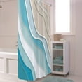 thumbnail image 3 of Blue Shower Curtain, Light Blue White Brown Ombre Aqua Beach Waves Abstract Ocean Bathroom Curtain Home Decor Waterproof Fabric Machine Washable with 12 PCS Hooks,72" Wx84 L, 3 of 6