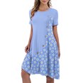 thumbnail image 3 of JuneFish Women's Summer Short Sleeve Casual Dress Patchwork Design Dress with Pockets, 3 of 6