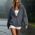 thumbnail image 6 of Horkkom Waterproof Jackets for Women Zip Up Hood Lightweight Rain Jacket Casual Hiking Outdoor Windbreaker Jacket with Pockets S, 6 of 10