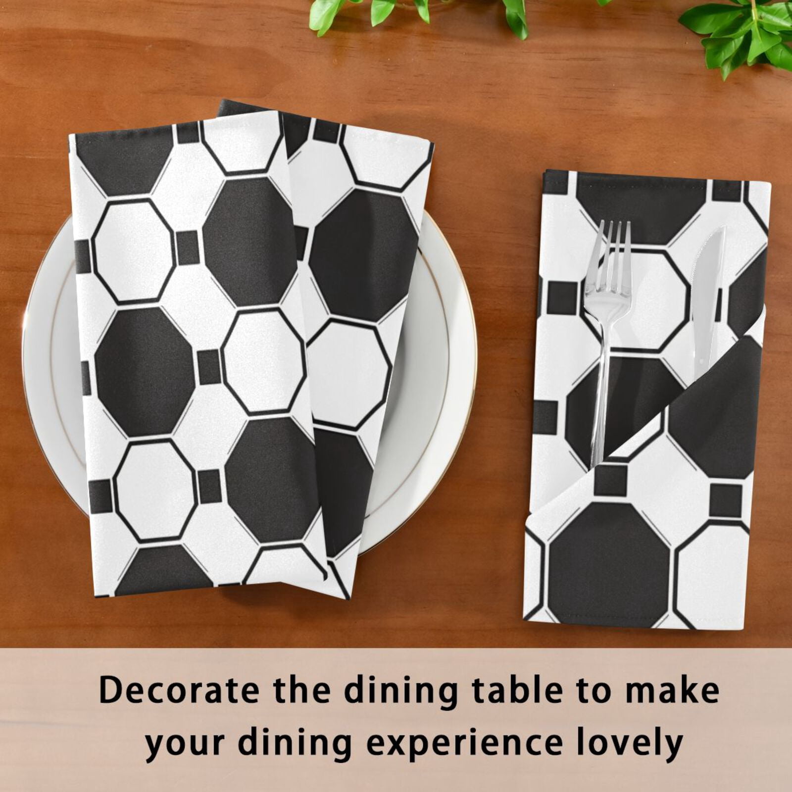 JSTEL Soccer Football Grid Print Cloth Napkins Set of 6, 20x20 Inch Washable and Reusable Napkin for Decoupage Dinner Party Everyday Use