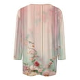 thumbnail image 4 of CYMMPU Fall Fashion Shirts 3/4 Sleeve Flower Pattern Blouses for Women Dressy Casual Tunic Tops Spring Tops Loose Fit Round Neck Lightweight Basic T-Shirts Pink M, 4 of 5