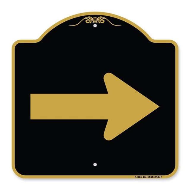 18 x 18 in. Designer Series Sign - Arrow, Black & Gold
