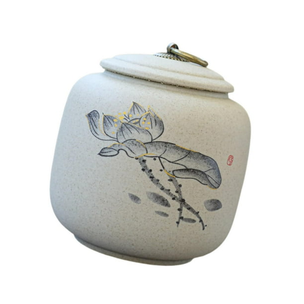 Recipiente de cerámica para té de 800 ml, recipiente hermético de porcelana oriental para cocina. Hoja de Loto