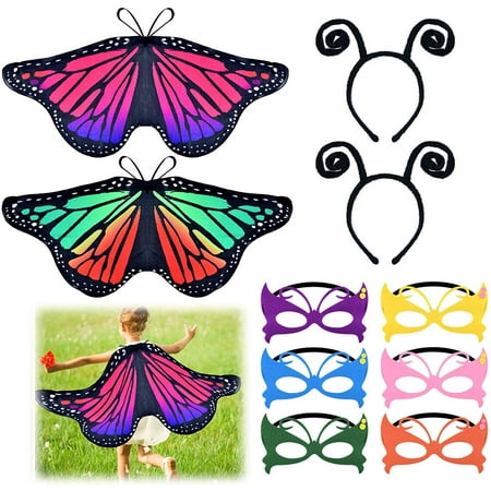 10 Pieces Kids Butterfly Wings Costume with Masquerade Mask Antenna ...