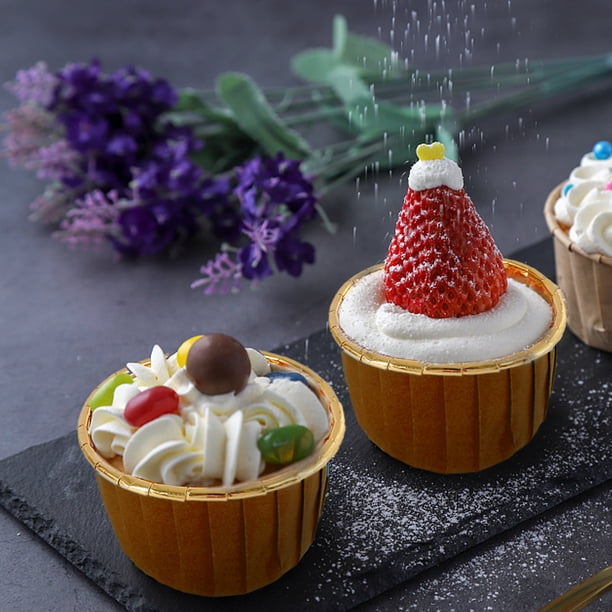 Muyoka 50PCS Foil Metallic Cupcake Liners Estuches de papel Tazas para hornear Muffin Wrappers Cups Muyoka Hogar