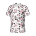 thumbnail image 3 of Yiaed Rose Flowers Print Mens Short Sleeve Tight Fit T-Shirt, Crewneck Casual Tee-Small, 3 of 5