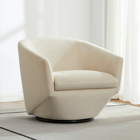 CHITA Swivel Accent Chair Barrel Chair, Fabric in Creamy White