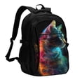 thumbnail image 1 of Disketp Neon Spectrum Cat Portrait Print Travel Laptop Backpack, Laptops Backpack with USB Charging Port, Water Resistant Computer Bag Gift for Men & Women, 1 of 7