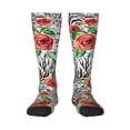 thumbnail image 1 of Gaeub Roses Zébrées Design Imprimé 1 Chaussettes Hautes Extensibles pour Hommes Femmes Adolescents, Chaussettes de Softball Soccer pour Randonnée, Sport, 1 of 6