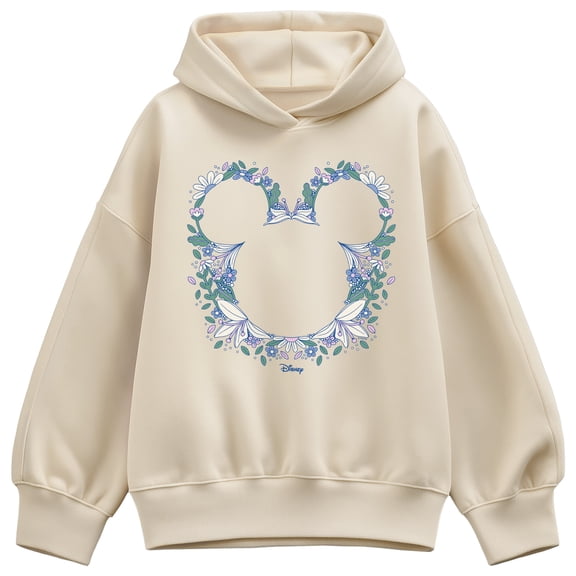 Disney - Floral Mickey Head - Women's Oversized Fleece Hoodie Sweatshirt