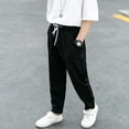 thumbnail image 6 of ZLBDYG Boys Cotton Linen Pants Summer Lightweight Athletic Running Joggers Pant Kids Teen Soft Elastic Waist Trousers Casual Clothes, 6 of 7