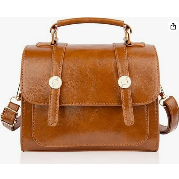 BERTDOMD Vintage Small Brown Crossbody Purse for Women with Handle, Shoulder Bag for Travel, Everyday Use and Casual Outings