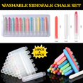 thumbnail image 2 of 24 Pack Dustless Chalk, Trianu Colored Sidewalk Chalk With Holder, Non-Toxic Washable Toddlers Chalks Drawing Writing for Outdoor Art Play, Blackboard, 2 of 6