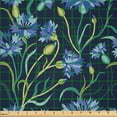 thumbnail image 2 of Ambesonne Dark Floral Fabric by the Yard Microfiber, Blooming Cornflowers, 5 Yards, Night Blue and Apple Green, 2 of 2