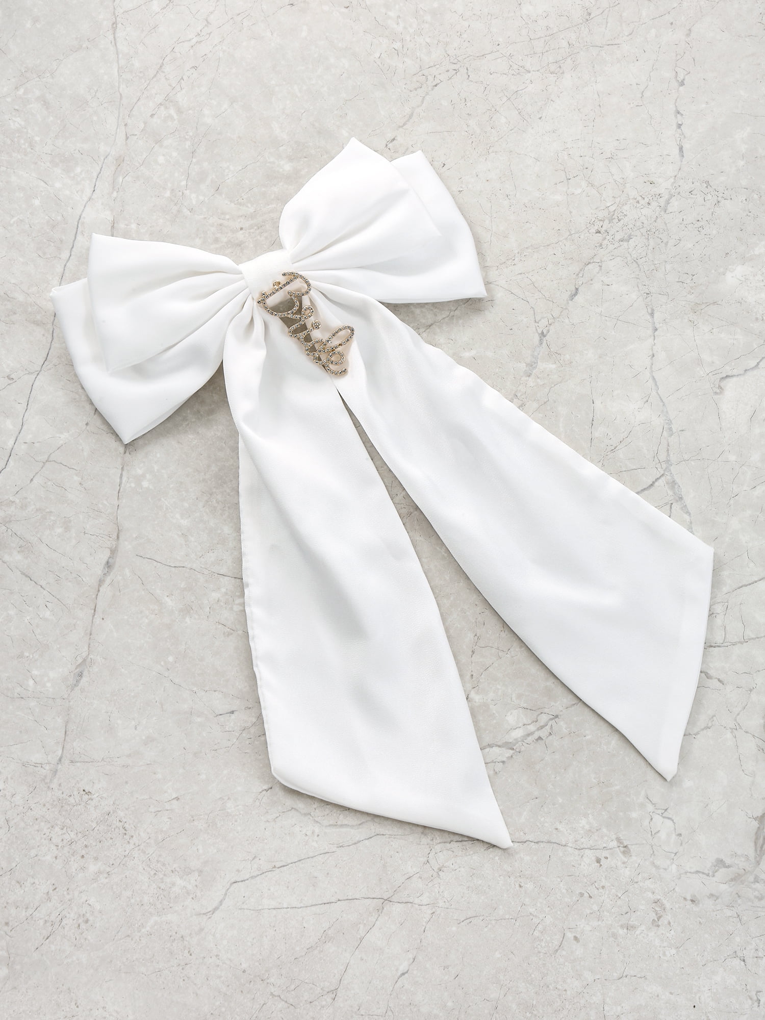 Bow hair clip with bride charm, White, 1 piece by Trimmings