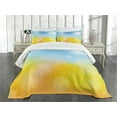 thumbnail image 3 of Ambesonne Yellow and Blue Quilted Bedspread Set 3 Pcs, Autumn Frame, King Size, Marigold Pale Blue, 3 of 5