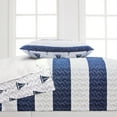 thumbnail image 4 of Talbot Nautical Stripe & Coastal Boat Reversible 3-Piece Ultra-Soft Microfiber Quilt Set, Navy, Queen, 4 of 6
