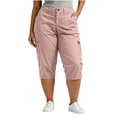 thumbnail image 3 of VBVC Women's Plus Button Closure Cargo Capri Pants,Straight Leg Hiking Shorts For Women,Ladies Lightweight Outdoor Cropped Trousers with Multi Pockets, Pink , L-5XL, 3 of 9