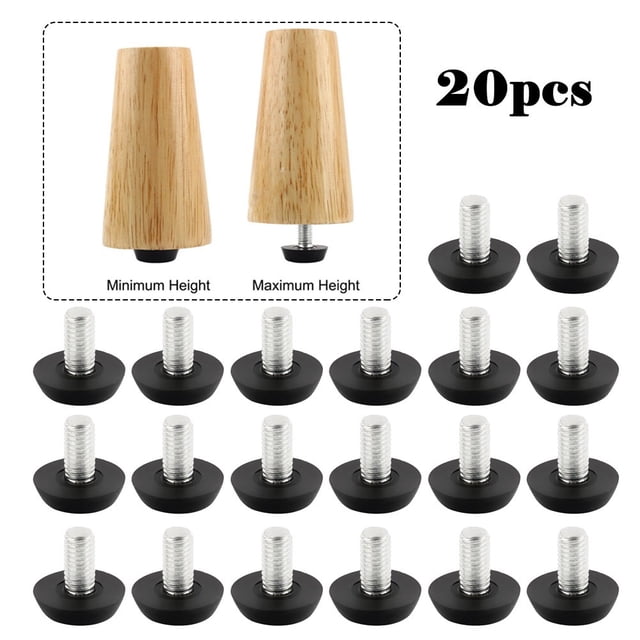 20 Pcs Pieds de Nivellement Réglables pour Table et Bureau, Base 21mm