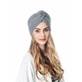 thumbnail image 3 of Sombrero de seto para mujer Sombrero para niñas Sombrero para mantenerse abrigado Moda Alta calidad Otoño Invierno Sombrero cruzado Lana Estilo musulmán Color puro 2 piezas (Gris claro+Azul) oso de fresa Electrónica, 3 of 5