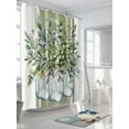 thumbnail image 3 of Shower Curtain Sage Green Eucalyptus Leaves Bathroom Curtains with Hooks, Waterproof Fabric Floral Bottle Stripes Bath Shower Curtains Set for Bathroom Bathtubs Decor 72x72 Inch, 3 of 8
