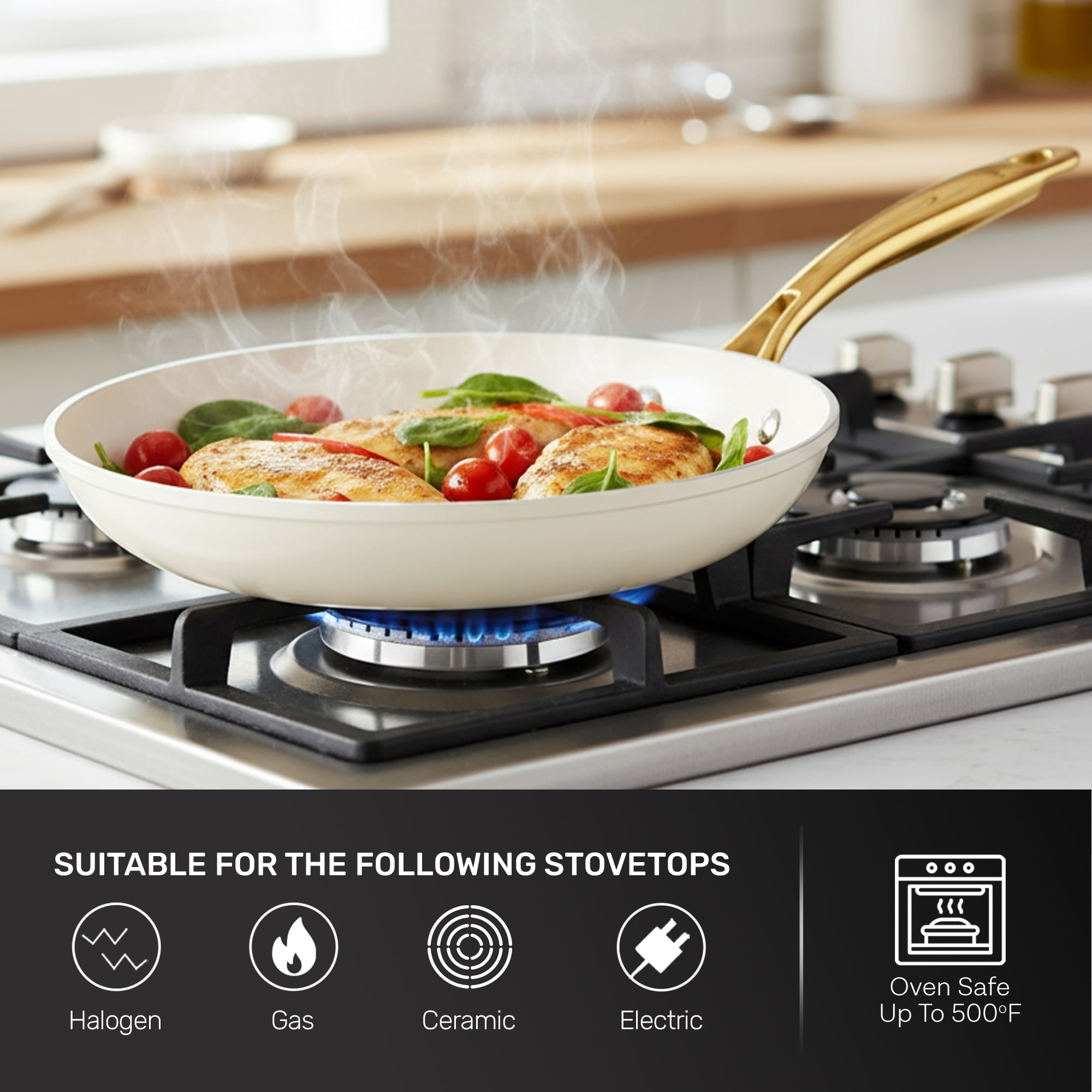 Gotham Steel, Frying Pan, 10 Inch, Nonstick Ceramic, Off-White