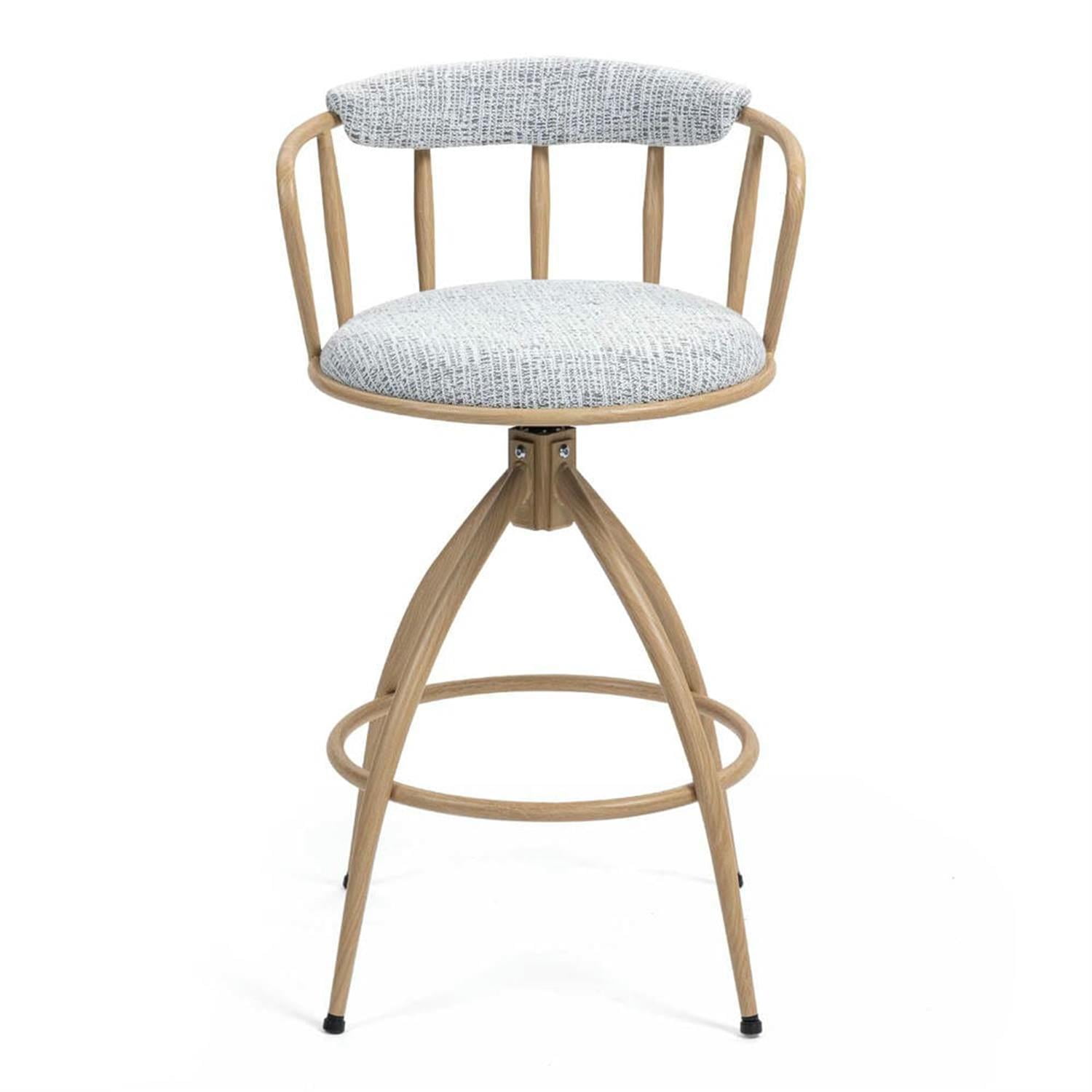 Demi Bonn 34" Counter Height Bar Stools Set of 2, Fabric Cover Swivel Barstools with Back, Kitchen Island Countertop Chairs for Dining Room, Beige