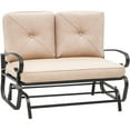 thumbnail image 2 of Havenside Home Iron Outdoor Glider Bench Rocking Chair with Cushion, Brown/Beige, 2 of 5