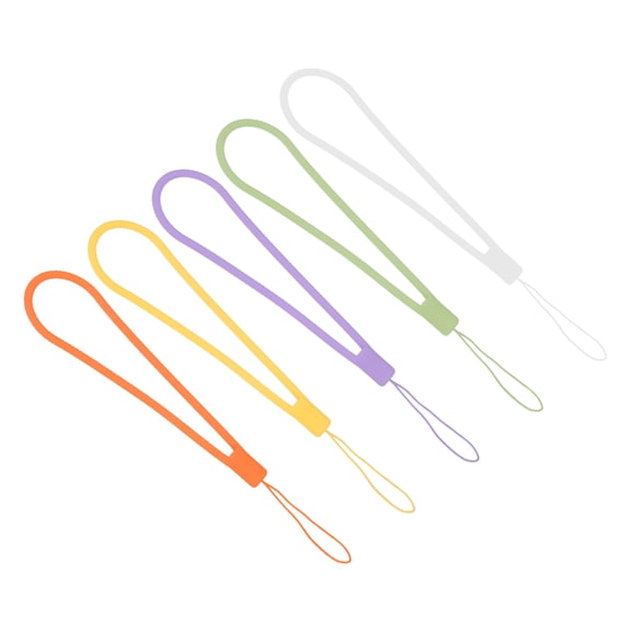 Uxcell 18.5cm Silicone Wrist Strap Lanyard, 5 Pcs Short Soft Lanyard Wristlet String Badge Lanyard, 5 Colors Style 2