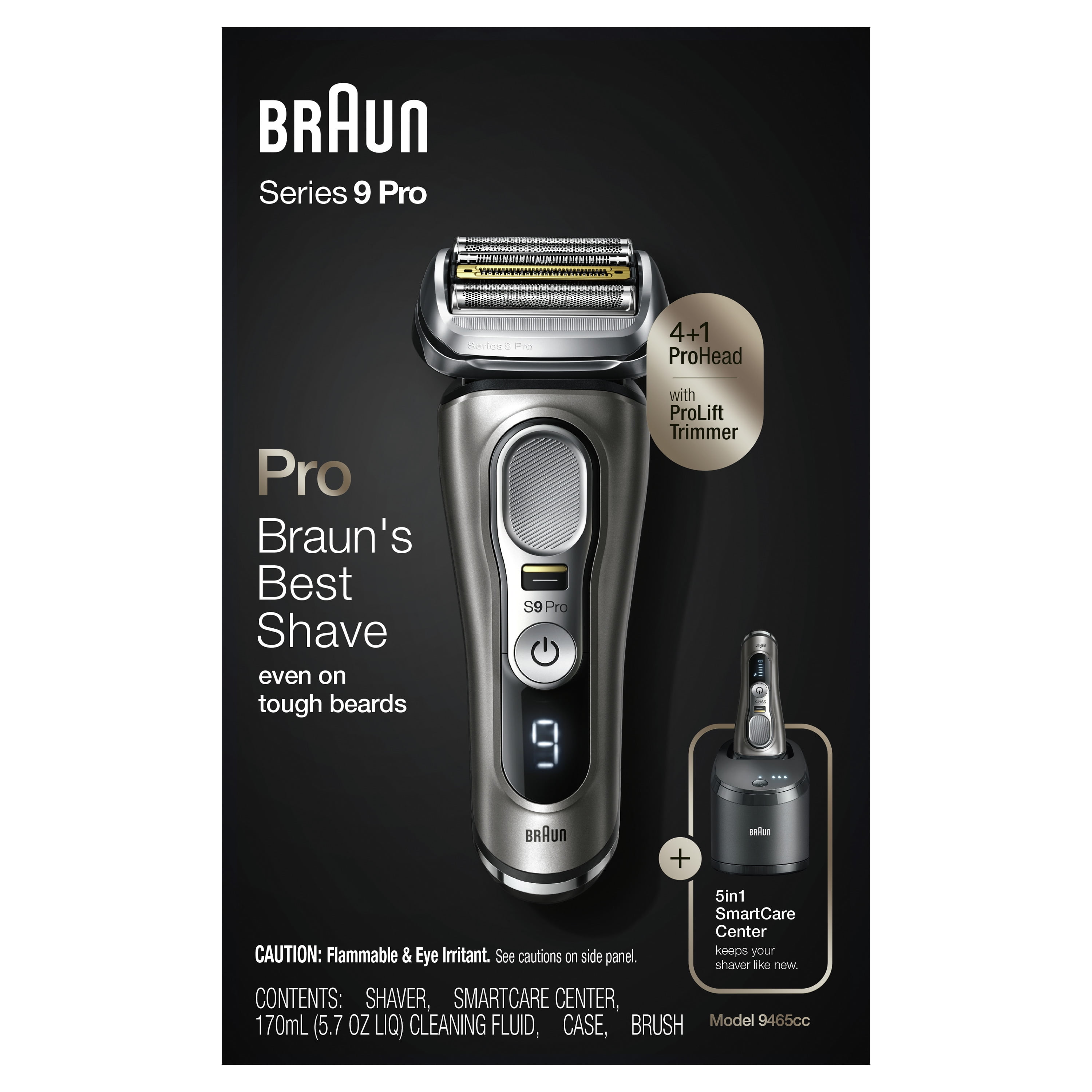 Braun Series 9 Pro 9465cc Electric Shaver for Men with Beard Trimmer,  Cleaning  Charging Center, Noble Metal - Walmart.com
