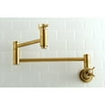 thumbnail image 2 of Kingston Brass KS8107ZX Millennium Wall Mount Pot Filler Kitchen Faucet, Brushed Brass, 2 of 5