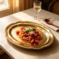 thumbnail image 4 of Elegant Shiny Floral Engraved Serving Tray for Wedding Birthday Holiday Party Food Buffet Decorative Gold, 4 of 6