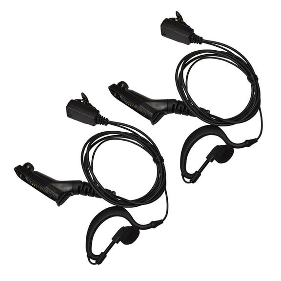 HQRP 2-Pack G Shape Earpiece Headset PTT Mic for Motorola DP3600, DP3601, DP4400, DP4401