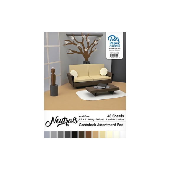 Paper Accents Cardstock Pad 8.5"x 11" Neutrals Assortment 48pc
