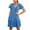 Blue, variant on Womens Casual Loose Swing Mini Dress Polka Dot V Neck Button Down Ruffles Beach Dress