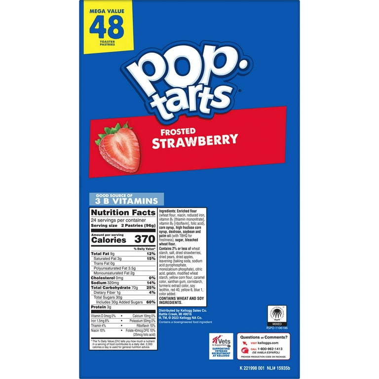 Pop-Tarts Frosted Strawberry Instant Breakfast Toaster Pastries,  Shelf-Stable, Ready-to-Eat, 81.2 oz, 48 Count Box
