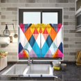 thumbnail image 4 of Yayeee Kitchen Curtains Tier Pair Light Filtering 27"x36" Rod Pocket Short Cafe Window Panel, Colorful Triangles, 4 of 7