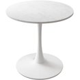 thumbnail image 1 of Modern Round Dining Table with Printed White Marble Table Top,Metal Base Dining Table, End Table (Marble +Round), 1 of 8