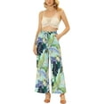 thumbnail image 3 of Allegra K Women's Boho Floral High Waist Drawstring Tropical Wide Leg Pants, 3 of 7