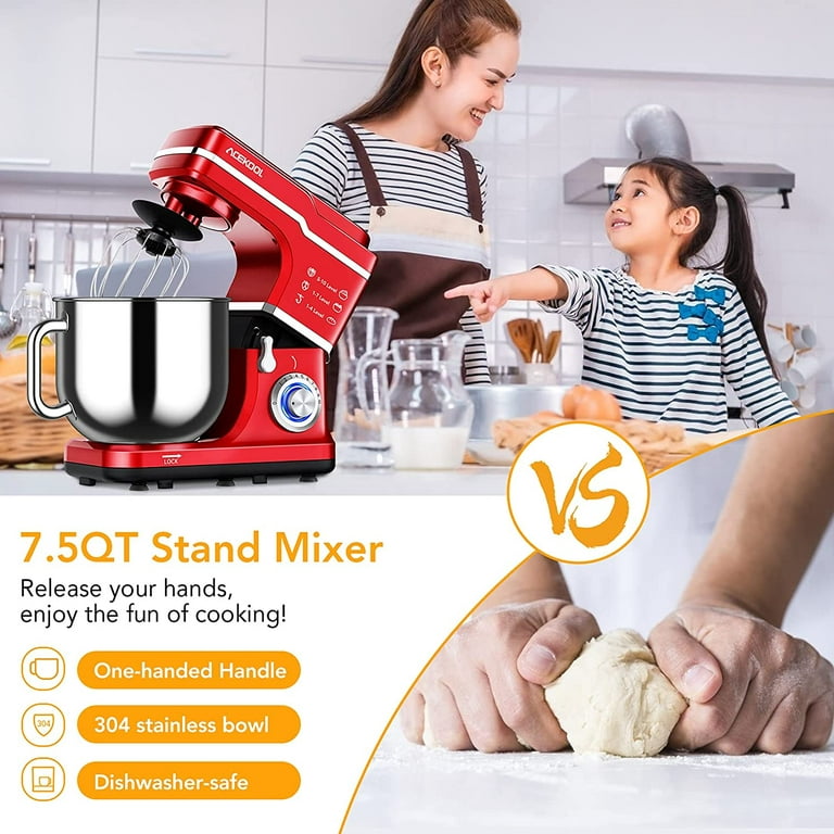 Stand Mixer, 660W 10-Speed Mixers Kitchen Electric Stand Mixer with 7.5 QT  Stainless Steel Bowl, Splash Guard, Dough Hook, Mixing Beater & Whisk for  Baking Cake (BLACK) 
