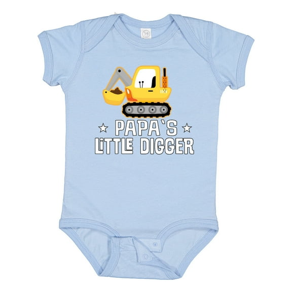 Inktastic Papa Little Digger Construction Truck Boys Baby Bodysuit